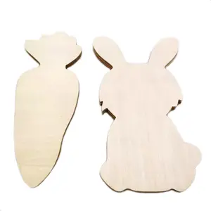 11 인치 공장 도매 미완성 부활절 큰 나무 토끼 당근 나무 토끼 슬라이스 장식 페인트