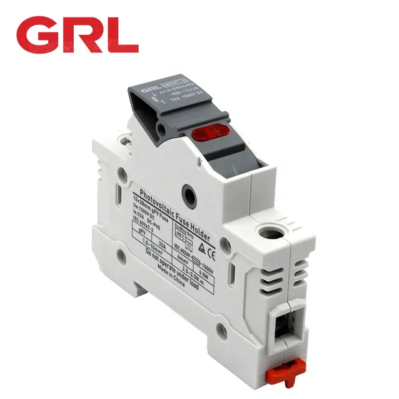 Grl Solar Pv Zekeringhouder 1000V Met Indicatielampje 2 Stuks Dc Kleine Scheidingsschakelaar Basis 10X38Mm 1500V Zekeringsconnector