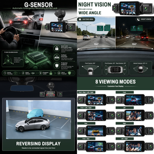 <span class=keywords><strong>Cam</strong></span>éra embarquée Podofo 3 pouces 360° 4 canaux 2K+3*1080P avec enregistreur vidéo DVR WIFI, vision nocturne, capteur G et enregistrement <span class=keywords><strong>en</strong></span> boucle - Vente <span class=keywords><strong>en</strong></span> gros - Product Image 3