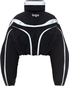 Diseño personalizado bordado personalizado 3D Logo Nylon Wind Zip up Windbreaker Poliéster Reflective Tech Puffer Down Jacket Coat - Product Image 2