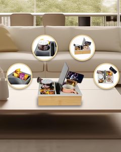 Bandeja Impermeable de Bambú para Sofá con Soporte Giratorio para Teléfono, para Cocina y Baño, Organizador de Bebidas, Aperitivos y Control Remoto - Product Image 4