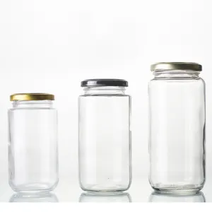 200ml 250ml 375ml 7oz 8oz 12oz Tall Cylindrical Flint Glass Packing Pickle Gherkin Jalepeno Olive Jar With Lug Lid