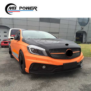 Kit de carrocería de clase A para W176 A180 A200 A250 A260 A45 estilo A FRP 2013-2016 faldones laterales del parachoques delantero puntas de escape - Product Image 2