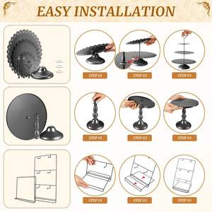 Soporte de pastel de metal fuerte y elegante Base estable con superficie lisa Perfecto para exhibir pasteles Cupcakes y postres en eventos - Product Image 4