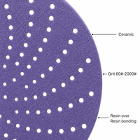 Disque en velcro céramique violet anti-colmatage REX pour plaque de 115 mm pour réparation automobile et polissage