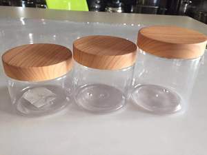 Pot en plastique PET à large ouverture de 100 ml, 150 ml, 200 ml, 250 ml, 500 ml, vide, avec couvercle en bambou, pour crème cosmétique, beurre corporel. - Product Image 2