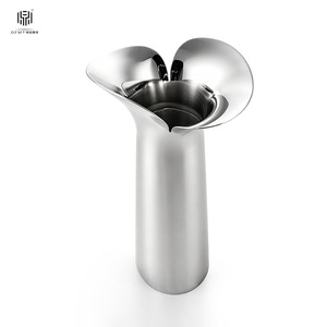 Vase à pétales en acier inoxydable DZMT, vase à fleurs moderne argenté pour la décoration de la maison - Product Image 3