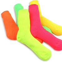Chaussettes personnalisées avec logo, couleurs néon mignonnes pour femmes et filles