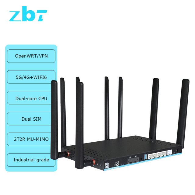 ZBT Z8102AX-T Sim Router MTK7981B Chipset Dual SIM Failover 3000Mbps WiFi6 5G Firewall Certyfikat CE Router