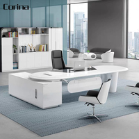 Bureaux de PDG en acrylique de forme incurvée, design moderne et blanc