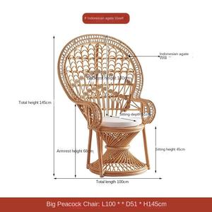 Indonesische echte <span class=keywords><strong>Rattan</strong></span> Pfau Stuhl modernes Design böhmische Vintage Rückenlehne für zu Hause Balkon oder Freizeit für Gast familie - Product Image 6