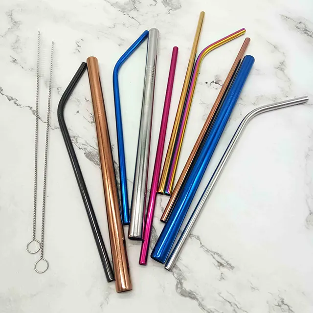 Reusable Colorful Metal Various packaging Bent Straight Drinking Stainless Steel 304 Straw