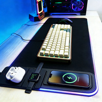 Tapis de souris de jeu RGB personnalisé en usine, tapis de bureau imprimé avec image personnalisée et support de charge sans fil intégré pour PC portable