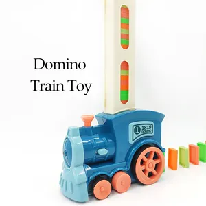 Çocuklar için renkli Domino tren oyuncak Domino elektrikli Set yapı ve istifleme oyuncak arabalar blokları istifleyici oyunu oyuncak çocuklar için