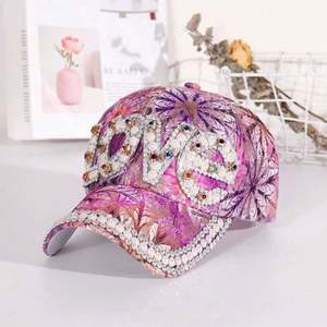 Gorra de Béisbol Unisex Original con Pedrería, Diseño Deportivo, Color Rosa, Tela Común, Venta al Por Mayor - Product Image 3