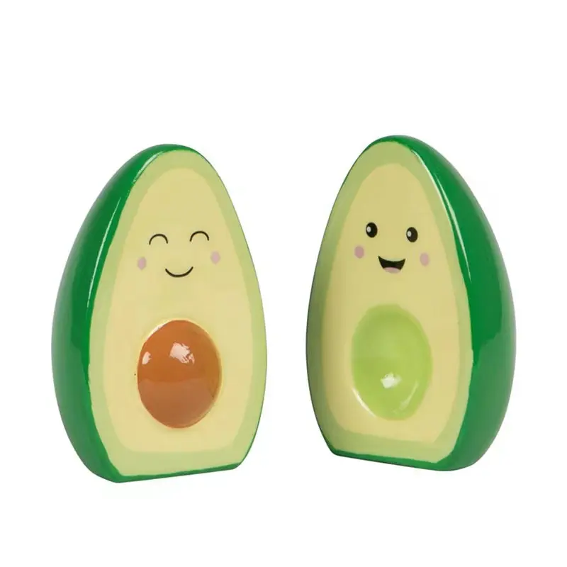 Set di agitatori per sale e pepe in ceramica con Design a sorriso personalizzato Happy Avocado