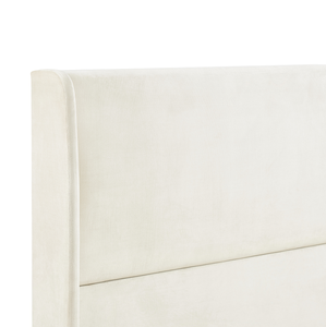 Beige Velvet Modern Adjustable <b>Convertible</b> Wingback Platform Soft <b>Bed</b> King - Product Image 5