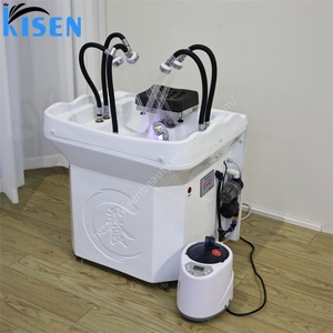 Bac à shampoing portable Kisen réglable multi-douches avec réservoir d'eau de 60L, chauffage et luminothérapie, sans tuyauterie - Product Image 1