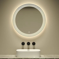 Miroir de salle de bain rond moderne à LED rétroéclairé avec capteur tactile pour la décoration des salles de bain de la maison, des hôtels et des espaces publics