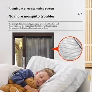 Moustiquaire de sécurité pliante en tissu non tissé à mailles losangées, porte accordéon télescopique invisible, anti-moustiques et anti-rongeurs, pour usage hôtelier moderne - Product Image 4