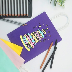 Bolsas de Papel Kraft Reciclables de Lujo Ecológicas de Color Morado Medio con Asas, Logotipo Personalizado, Bolsas de Regalo de Alta Calidad para Baby Shower - Product Image 5