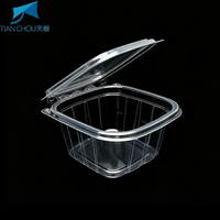 Boîte en plastique rectangulaire à charnière de qualité alimentaire en PET avec couvercle transparent pour l'emballage de gâteaux, desserts, salades, sandwichs