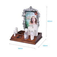 APEX Présentoir de comptoir moderne en acrylique en bois poli personnalisable avec lumière LED pour l'affichage de soins de la peau cosmétiques à la mode