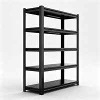 Étagère de rangement à plusieurs niveaux en métal noir, robuste, réglable, pour garage, bureau, maison
