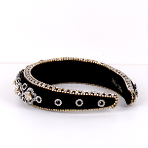 Serre-tête de luxe Hua Liyu à large bord orné de strass, style baroque vintage, coiffe pour femme au design artistique rétro - Product Image 4