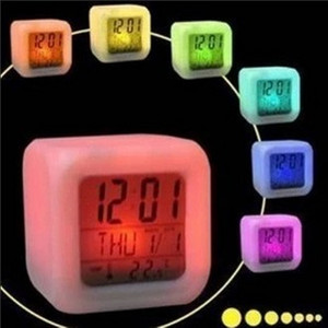 Multi Color Alarm Clock Square <b>Led</b> Silent <b>Night</b> <b>Light</b> Electronic Clock With Temperature Display - Product Image 1