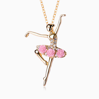 Collier pendentif danseuse avec chaîne à maillons et strass pour femme, cadeau pour filles, bijoux de danse ballerine