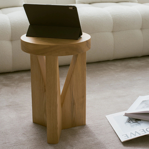Meubles de salon de style nordique petites tables basses rondes en <span class=keywords><strong>bois</strong></span> de chêne modernes - Product Image 6
