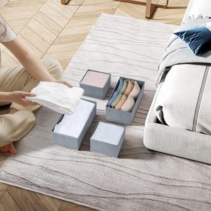 Closet Dresser Drawer Organizers Foldable Fabric Underwear Bras <b>Clothes</b> <b>Storage</b> <b>Clothes</b> Drawer Organizers - Product Image 1