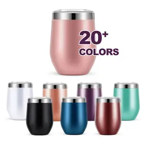 Customized Logo 12oz Stainless Steel Drinking Glass Glitter Wine Glass Tumbler Cups