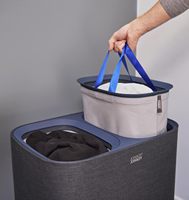 Nouveau panier à linge de 90 L avec séparation, panier à linge avec pédale et couvercle, 2 sacs à linge amovibles avec poignées
