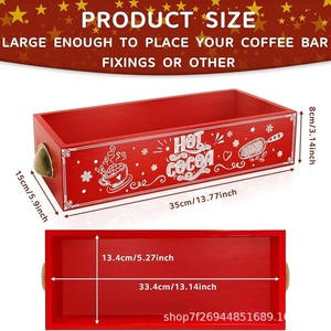 Wooden <b>Christmas</b> Storage Box Rectangular With Handle Solid Wood Organizer For Party Snacks And Desserts No Lid - Product Image 5