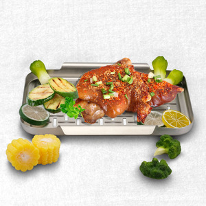 不锈钢方形烤盘蔬菜煎锅无涂层气体感应跨境独家烧烤工具 - Product Image 2