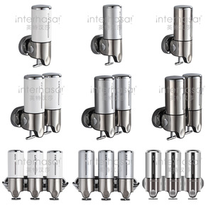 304 Stainless Steel Wall Mounted Manual Soap Dispenser Three Head For Hotels Minimalist Design - Product Image 3
