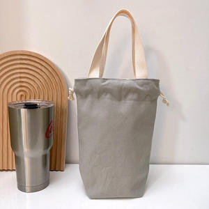 Sac fourre-tout portable en toile pour bouteille d'eau, pochette en toile pour tasse avec cordon de serrage, petite taille pour usage extérieur, vente en gros - Product Image 6