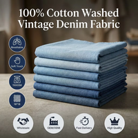 Amerikan Vintage Eskitme Kot Kumaşı %100 Penye Pamuk Önceden Yıkanmış 250GSM 150cm Genişlik Orta Ağırlıkta Dokuma İş Kıyafetleri İçin