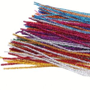 100 pièces de 6 mm, multicolores, en plastique, tiges chenille moelleuses, fils chenille, nettoyeurs de tuyaux pour loisirs créatifs, bandes de cheveux dorées en forme d'oignon vert - Product Image 5