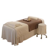 Ensemble de linge de spa de luxe en jacquard blanc, ensemble de linge fonctionnel pour table de massage