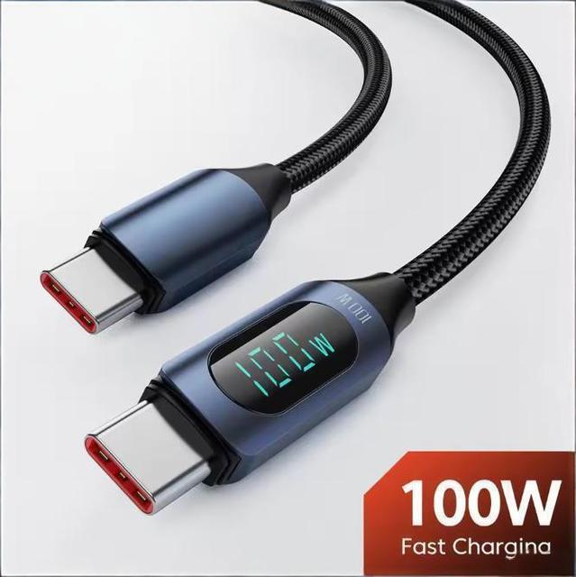 100W USB Type C Cable Type C to Type C 100W PD Fast Charging Charger USB C to USB C with Power Display Cable