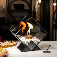 Cheminée de table moderne autoportante en métal Inno-living TT-117 pour intérieur, mini foyer à éthanol