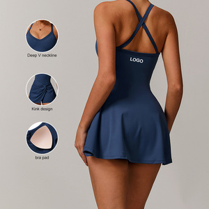 DLT8998 tuta da donna ricicla con scollo a V senza maniche con imbottitura con cinturino ad alta resilienza Cross Over Back ventre Control Dress - Product Image 2