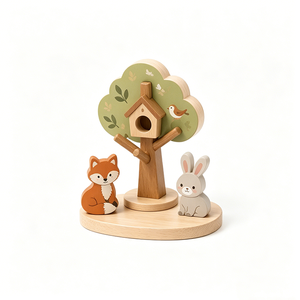 Juguete de madera Montessori personalizado al por mayor de fábrica, rompecabezas de animales con diseño de dibujos animados de Vietnam, juguetes de apilamiento de madera interactivos para niños - Product Image 1