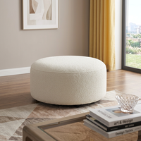 Pouf rond blanc crème en bouclette, repose-pieds en sherpa en forme d'arc, tabouret de salon, siège tambour, pour chambre à coucher et coiffeuse