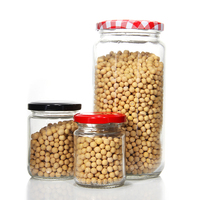 Bocal en Verre Rond 100ml 240ml 350ml 500ml 750ml 980ml avec Couvercle Métallique pour Miel, Confiture, Cornichons