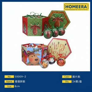 Venta al por mayor 8cm bolas de adorno de Navidad colores mezclados PVC bordado con cuentas flocado pequeñas 24 cajas por cartón decorativo - Product Image 1