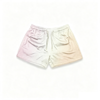 Shorts de basketball en mesh ombré esthétique, double couche, poids lourd, style streetwear pour hommes, vente en gros